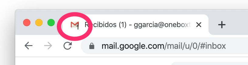 Gmail tab icon with unread messages count